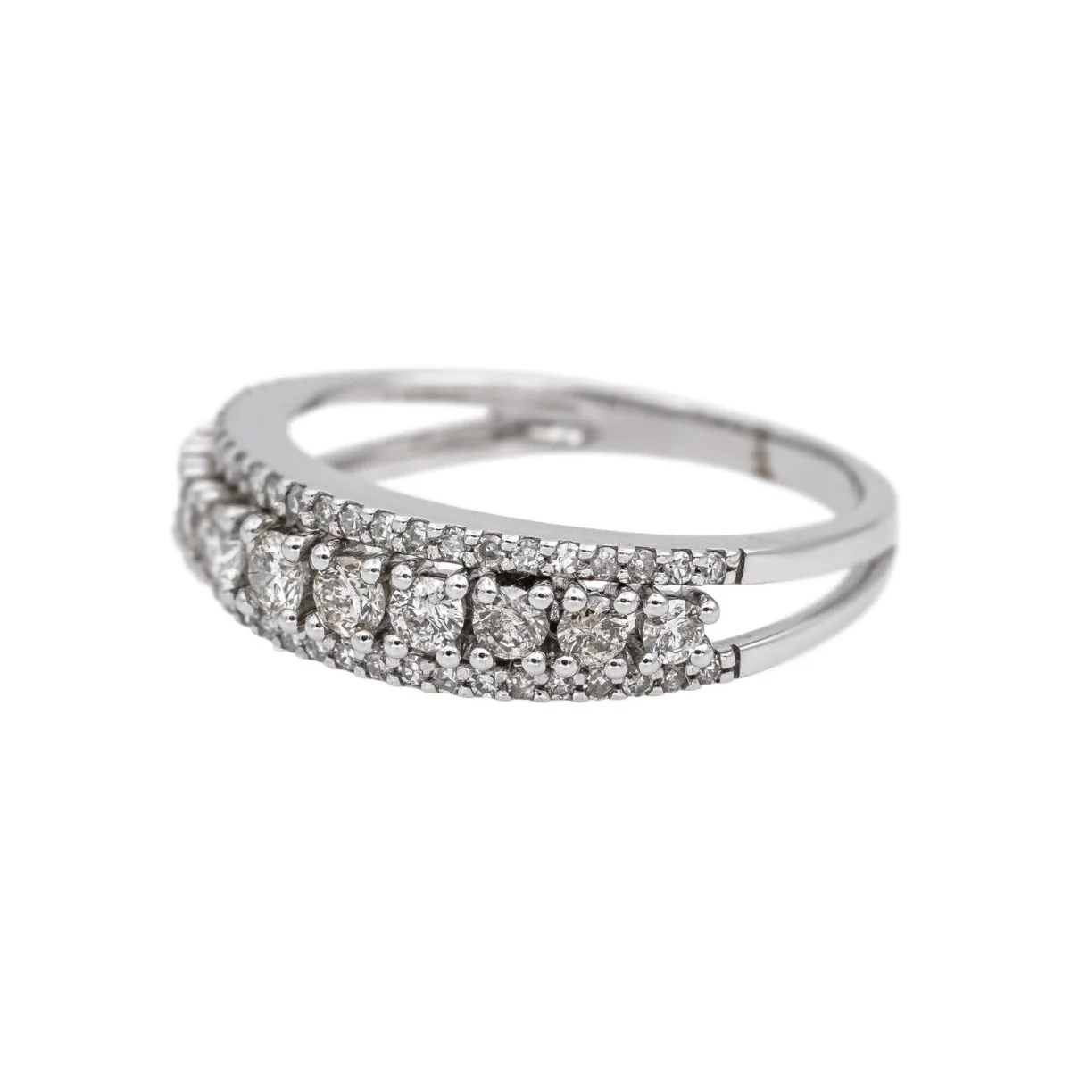 Bague Bandeau en or blanc et diamants - Image 4