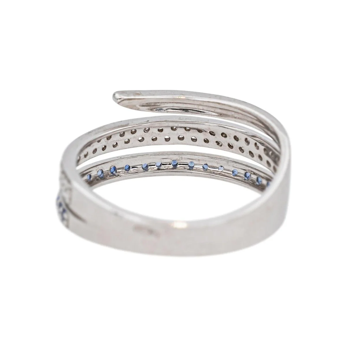 Bague Bandeau en or blanc, saphirs et diamants - Image 5
