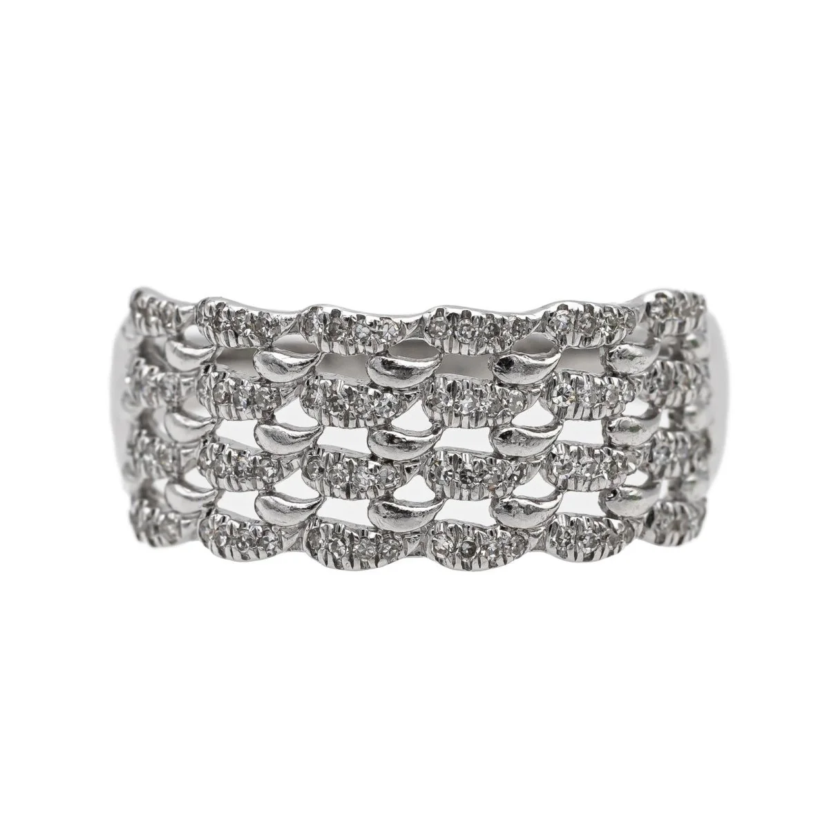 Bague Bandeau Or blanc Diamant