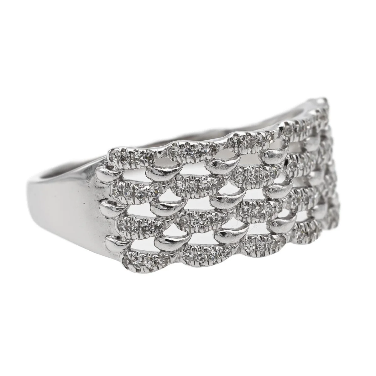 Bague Bandeau Or blanc Diamant - Image 7