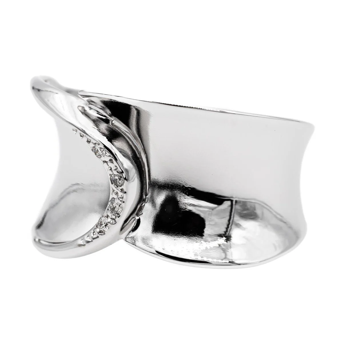 Bague Bandeau en or blanc et diamants - Image 5