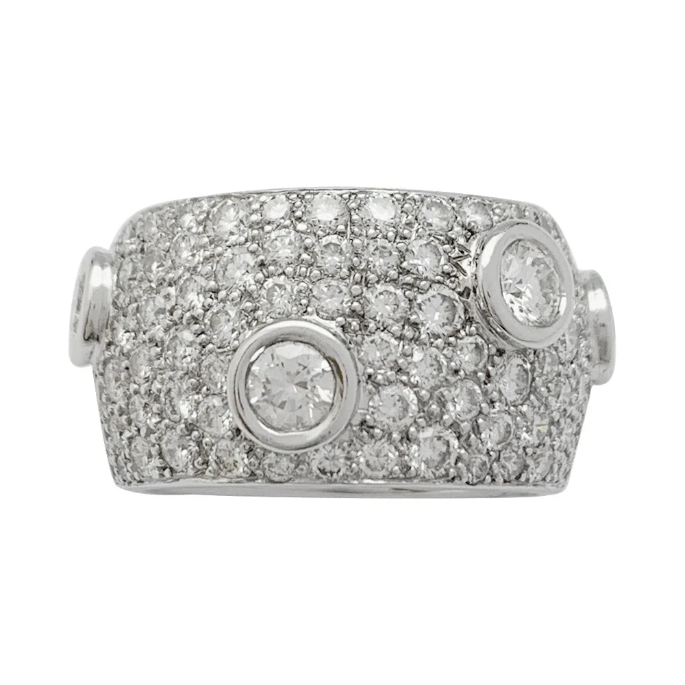 Bague bandeau or blanc, diamants