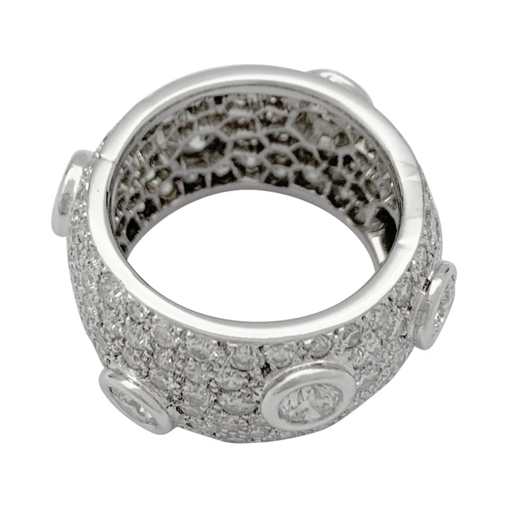 Bague bandeau or blanc, diamants - Image 5