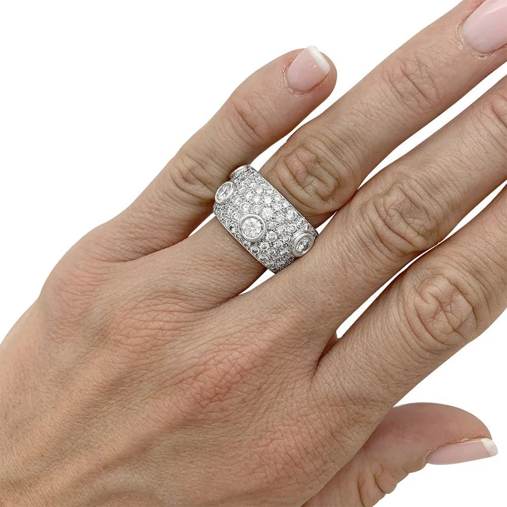 Bague bandeau or blanc, diamants - Image 6
