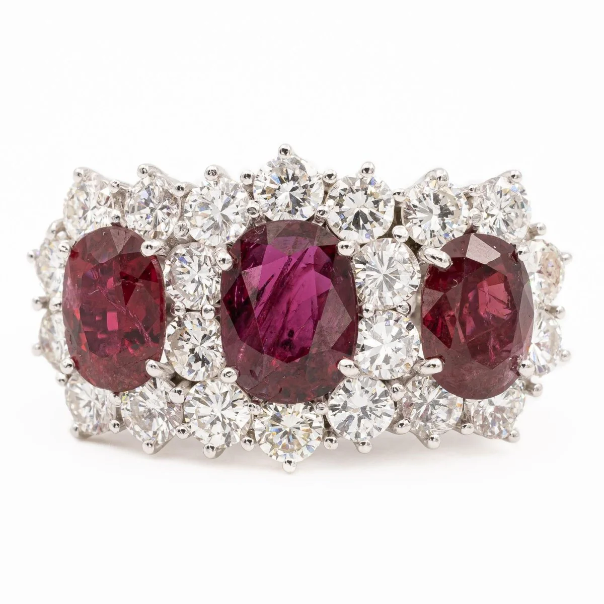 Bague Bandeau Or blanc Rubis
