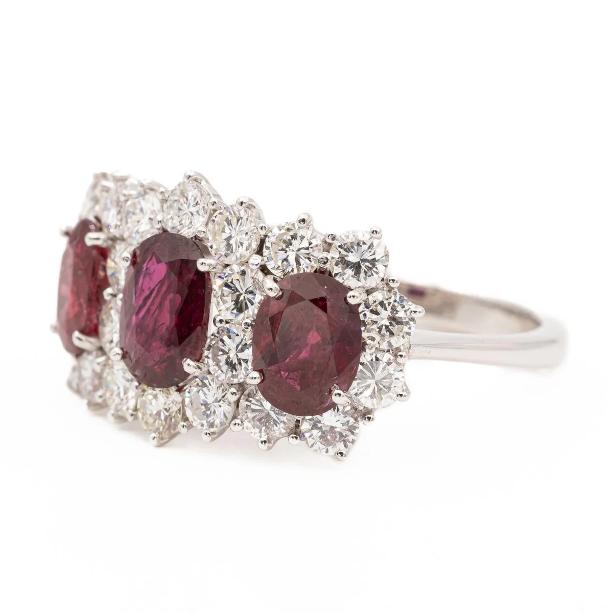 Bague Bandeau Or blanc Rubis - Image 3