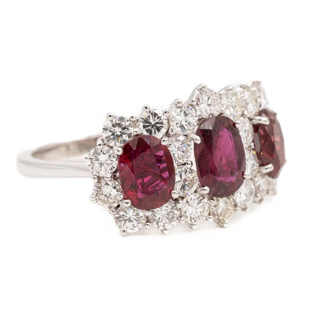 Bague Bandeau Or blanc Rubis - Image 7