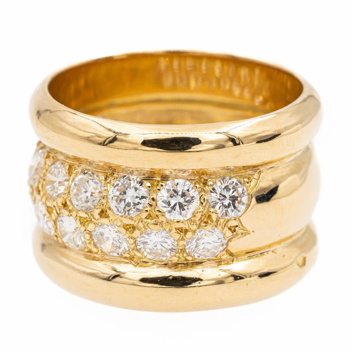 Bague Bandeau en or jaune et diamants - Image 2