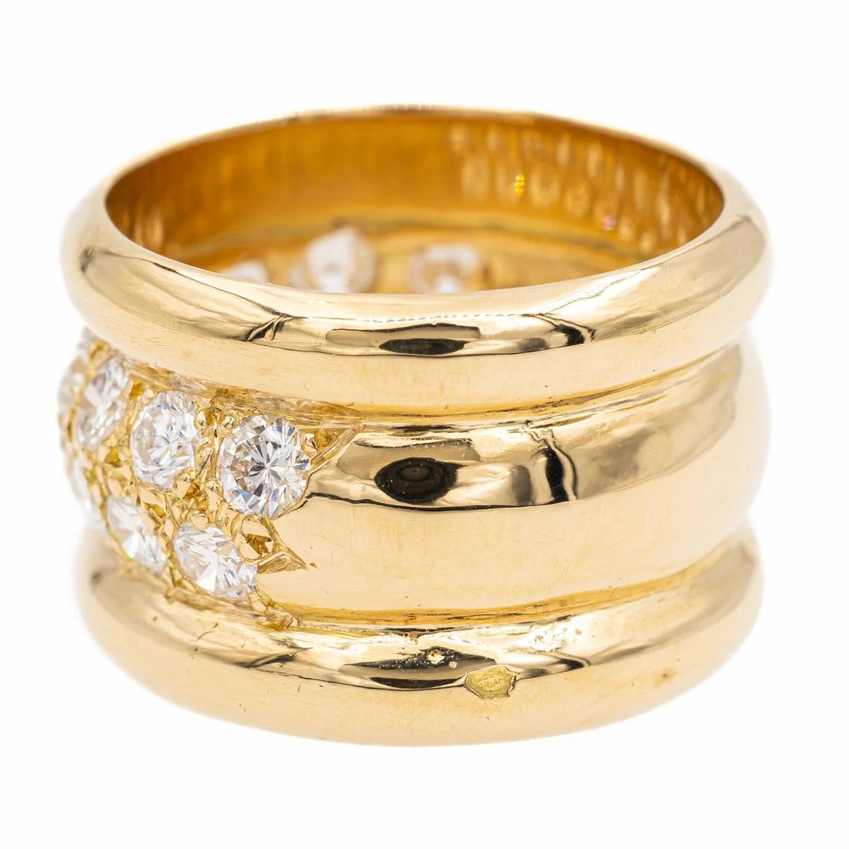 Bague Bandeau en or jaune et diamants - Image 3