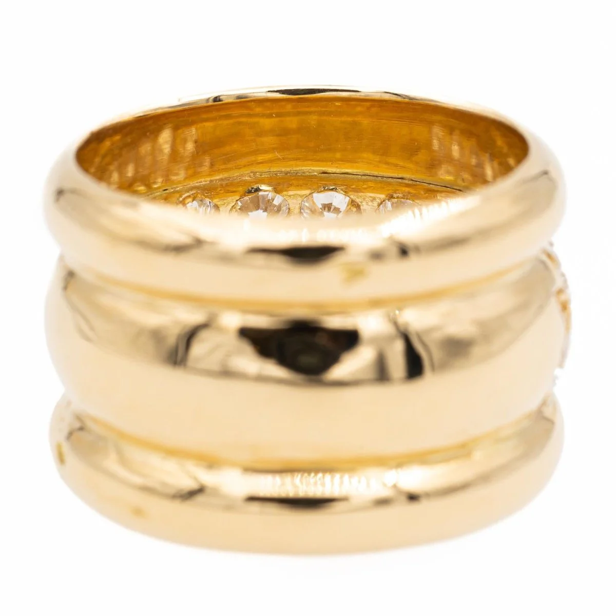 Bague Bandeau en or jaune et diamants - Image 5