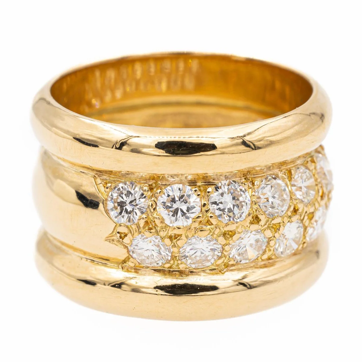 Bague Bandeau en or jaune et diamants - Image 6