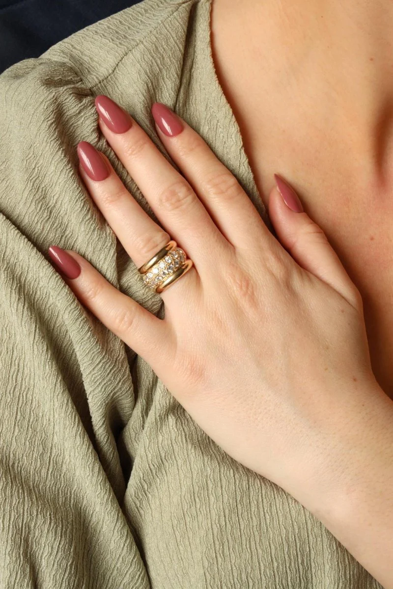 Bague Bandeau en or jaune et diamants - Image 7