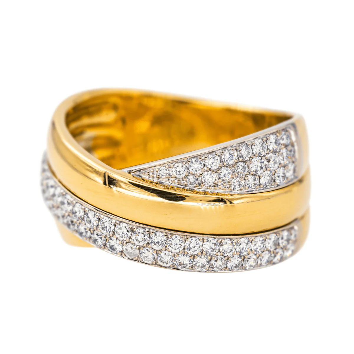 Bague Bandeau en or jaune et diamants - Image 3