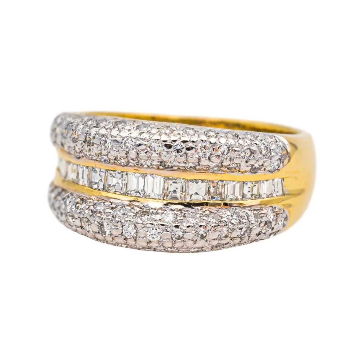 Bague Bandeau en or jaune et diamants - Image 3