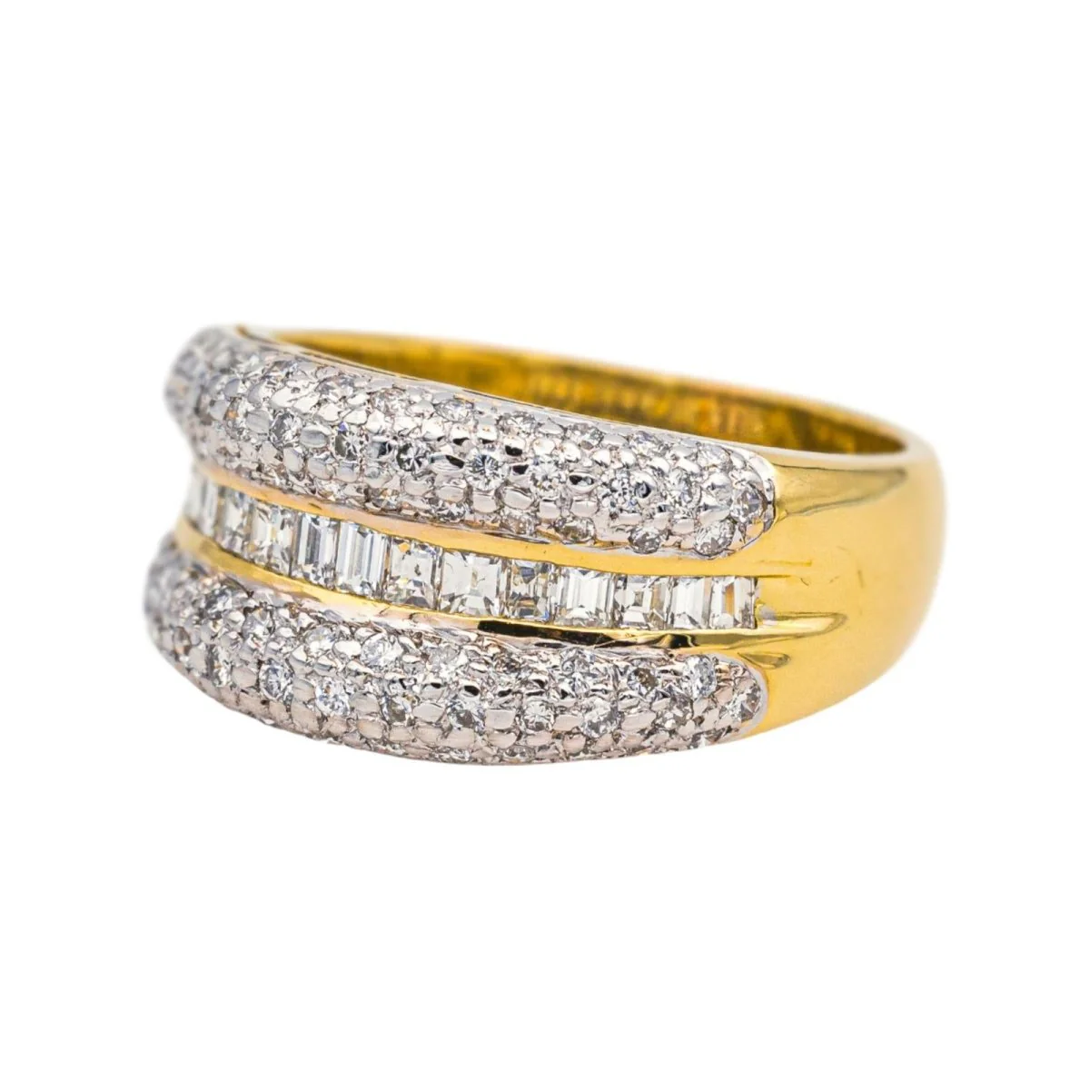 Bague Bandeau en or jaune et diamants - Image 4