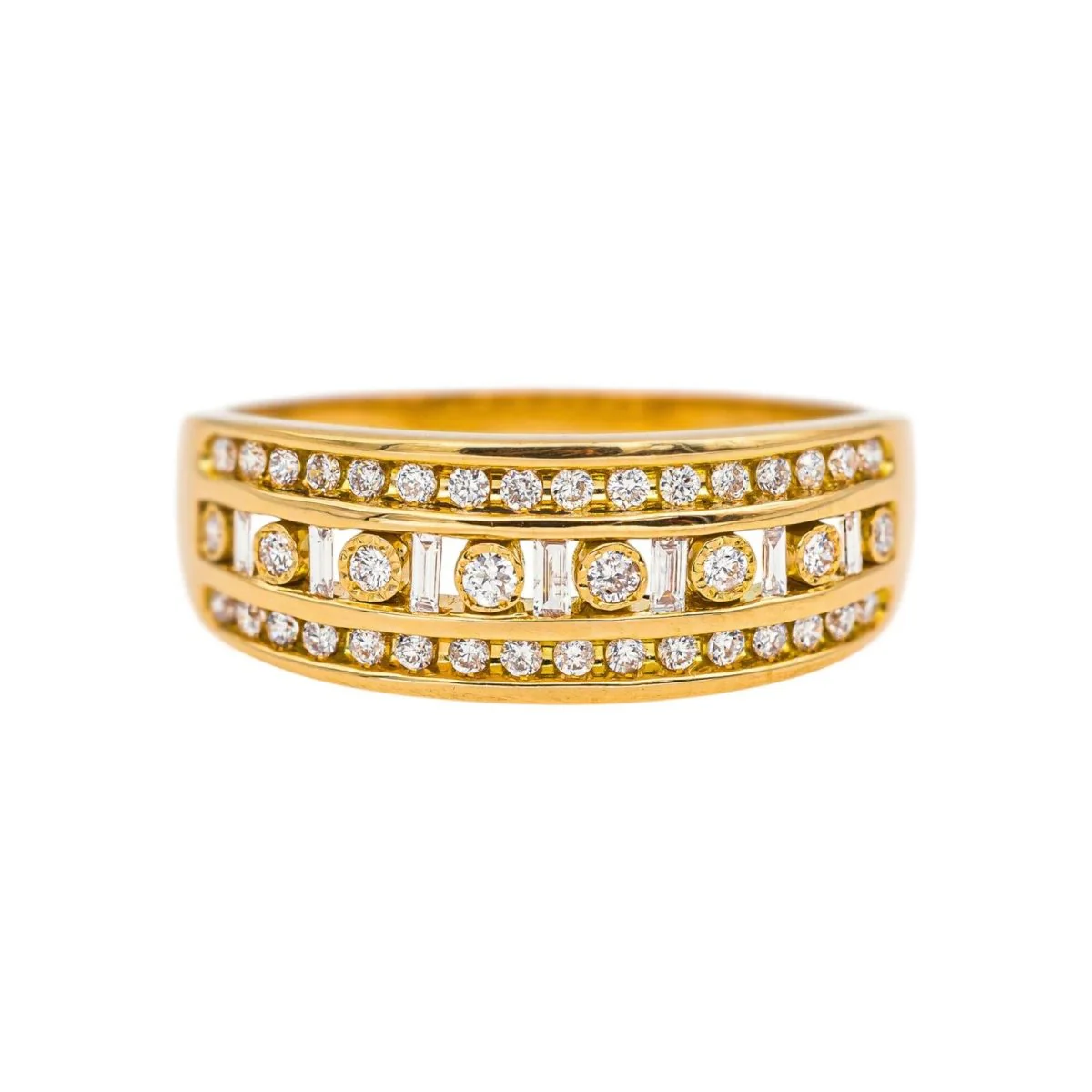 Bague Bandeau en or jaune et diamants