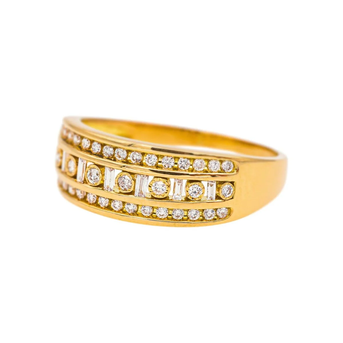 Bague Bandeau en or jaune et diamants - Image 3
