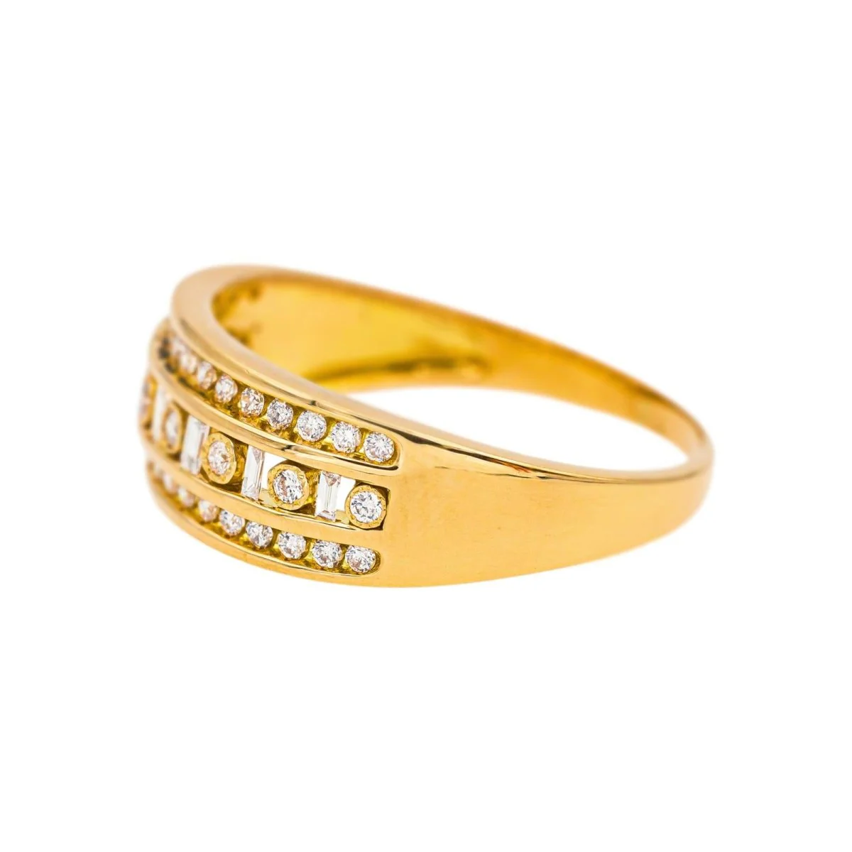 Bague Bandeau en or jaune et diamants - Image 4