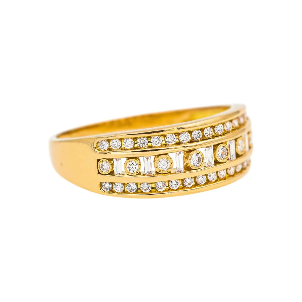 Bague Bandeau en or jaune et diamants - Image 6