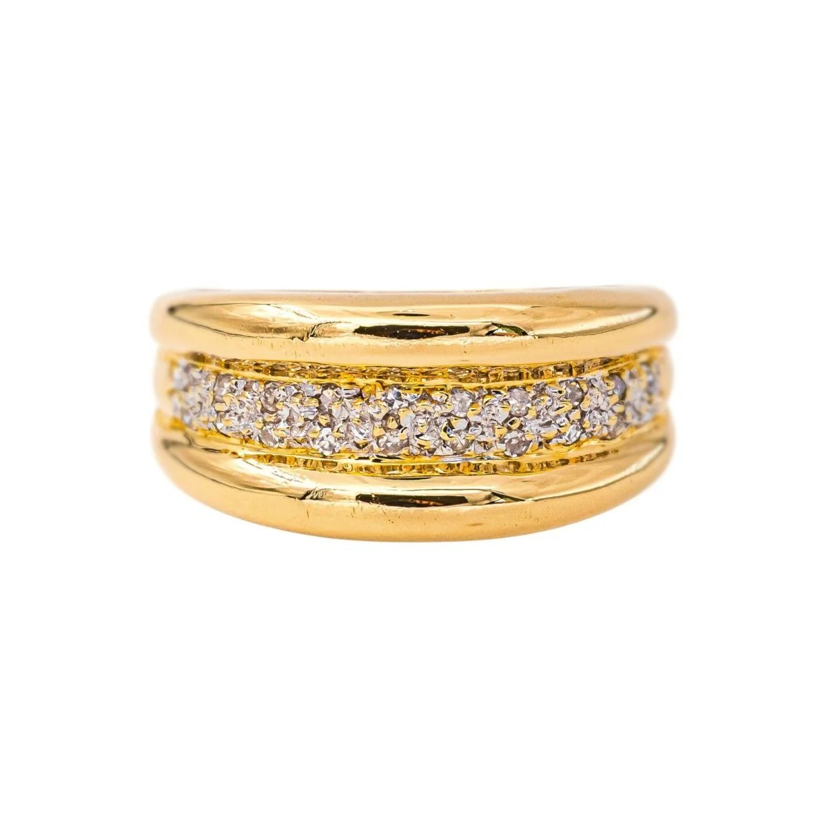 Bague Bandeau en or jaune et diamants