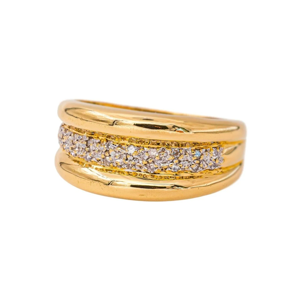 Bague Bandeau en or jaune et diamants - Image 3