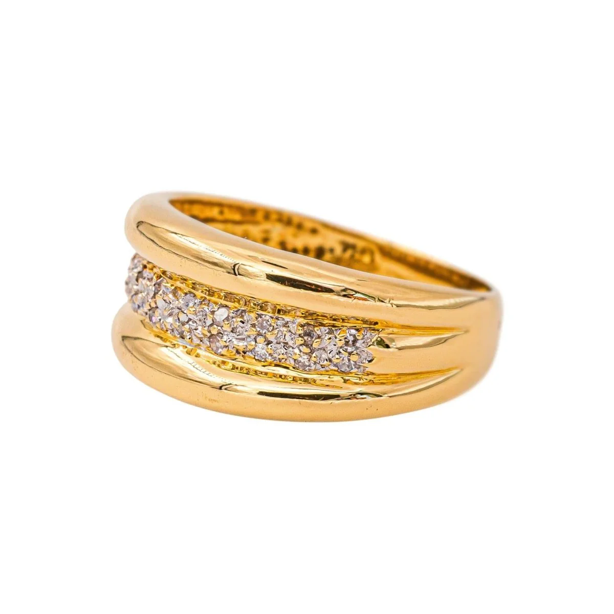 Bague Bandeau en or jaune et diamants - Image 4