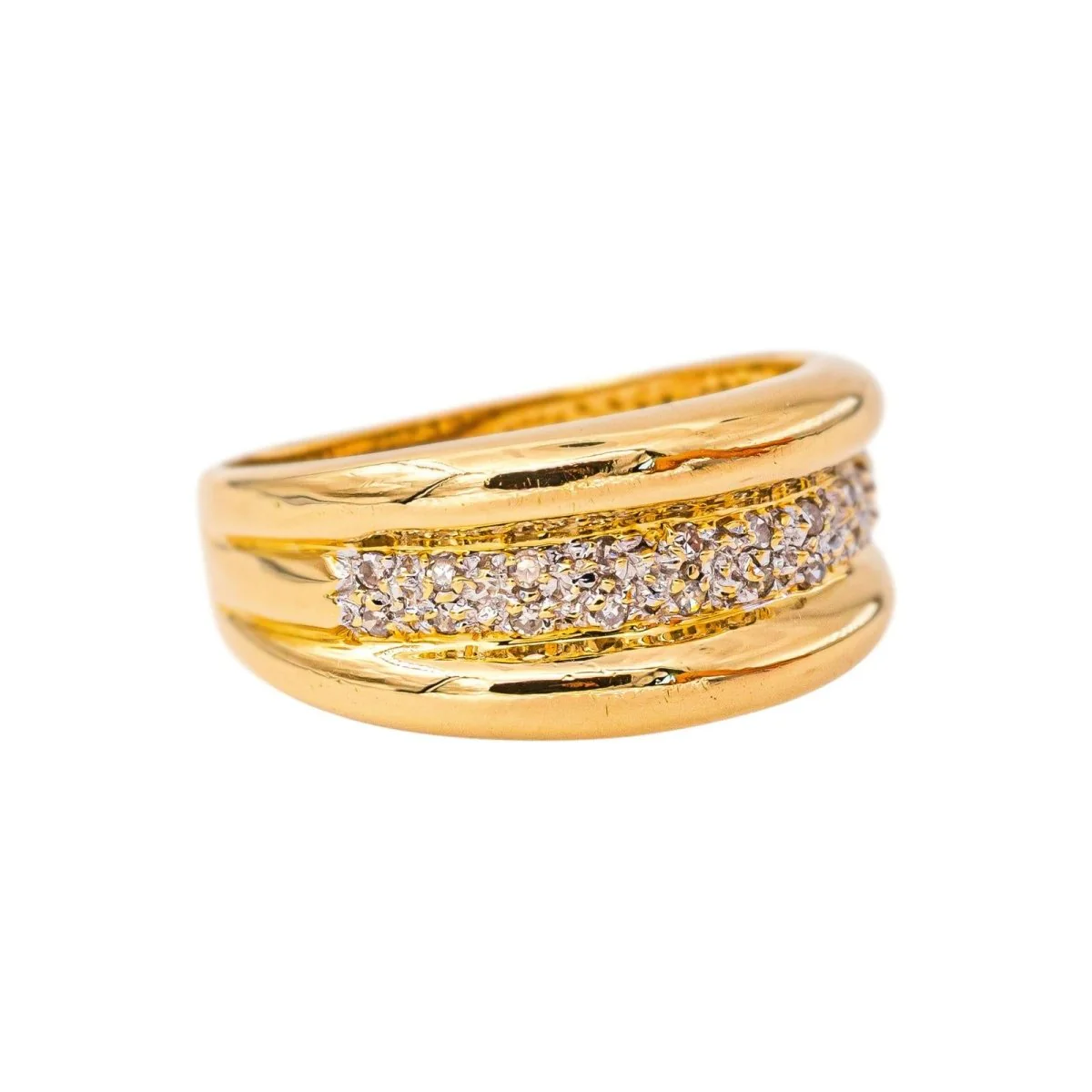 Bague Bandeau en or jaune et diamants - Image 6