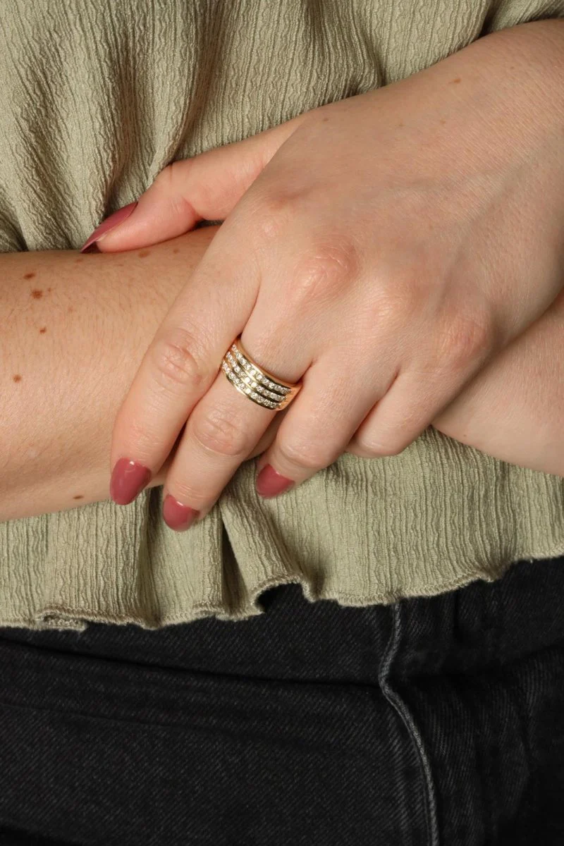Bague Bandeau en or jaune et diamant - Image 7
