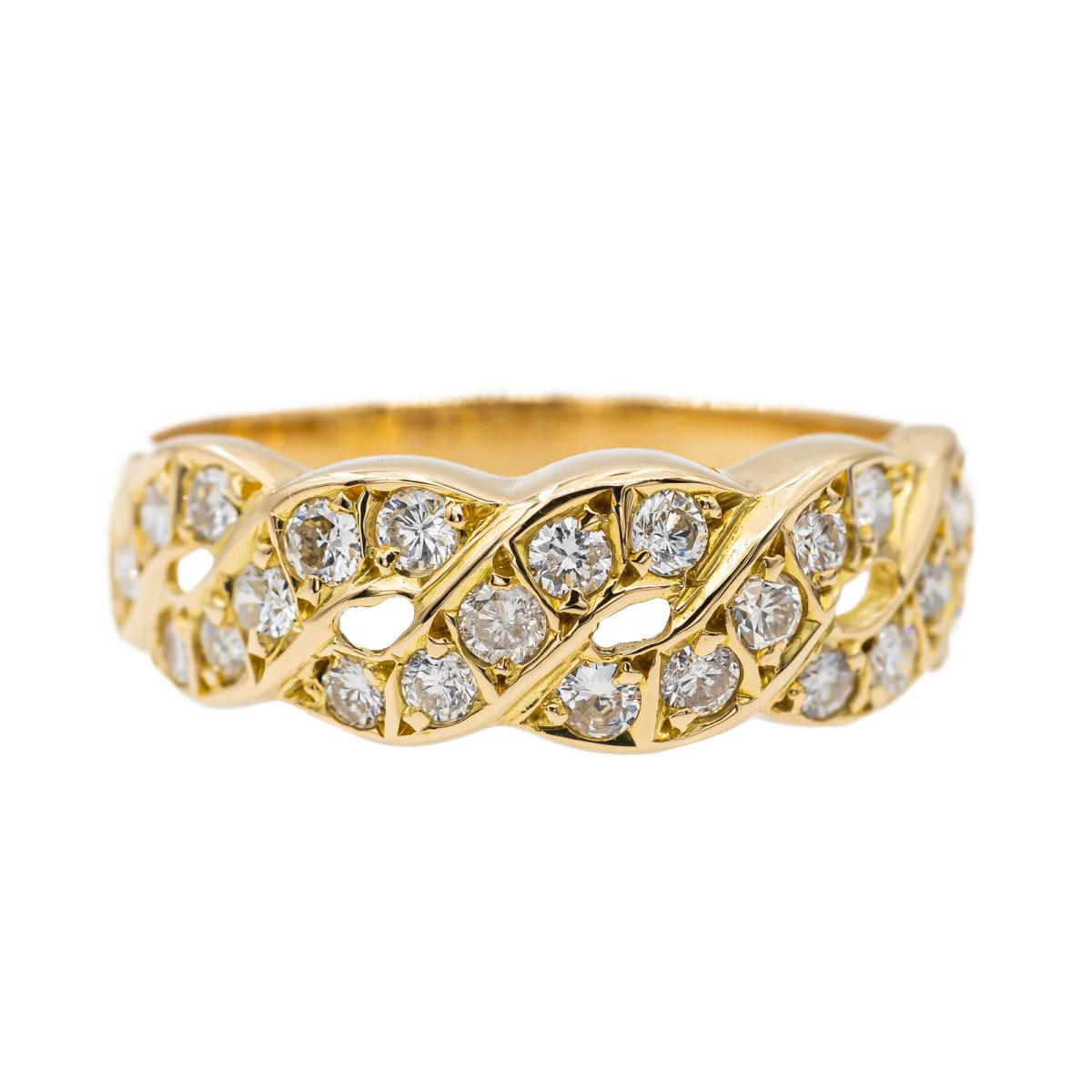Bague Bandeau en or jaune et diamant