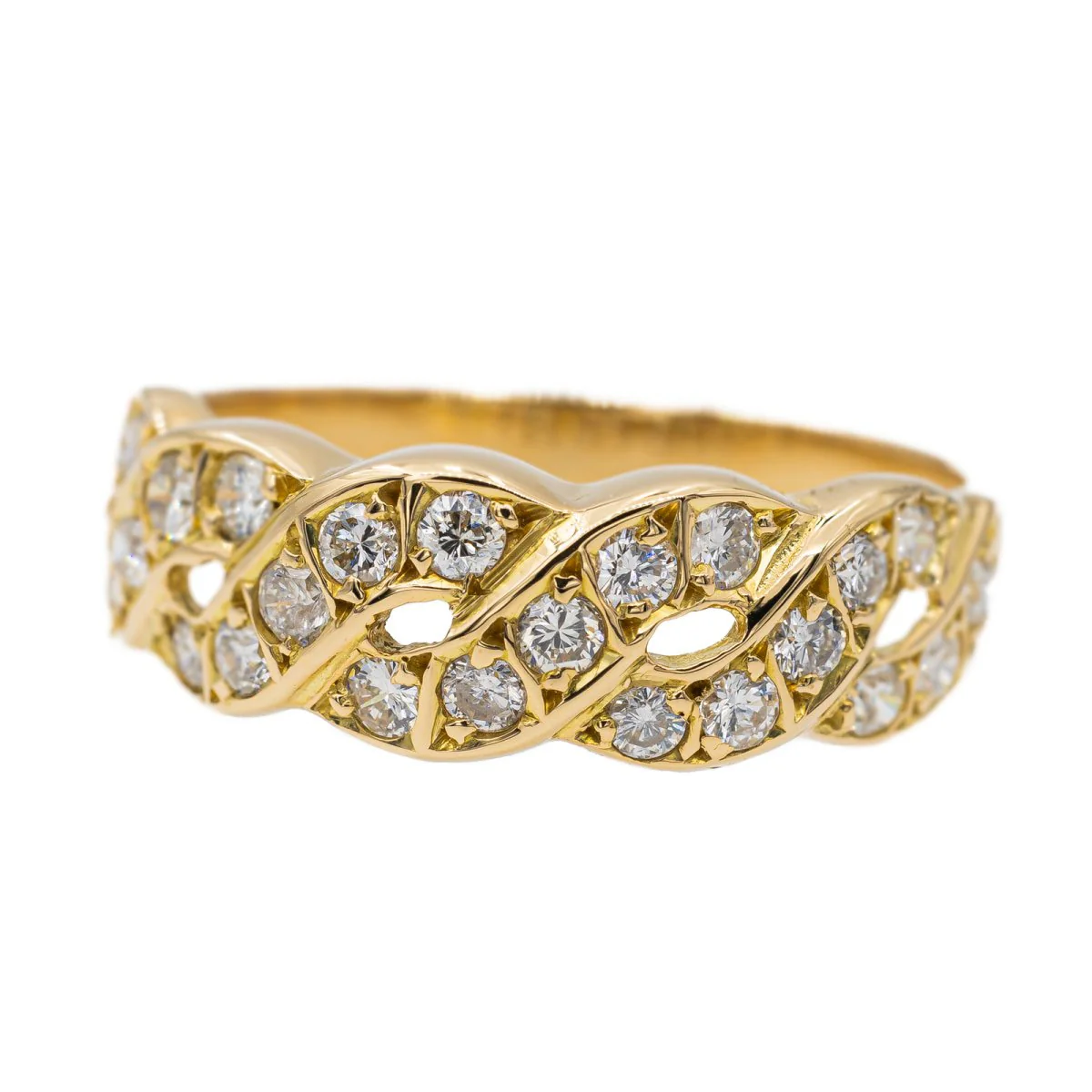 Bague Bandeau en or jaune et diamant - Image 3