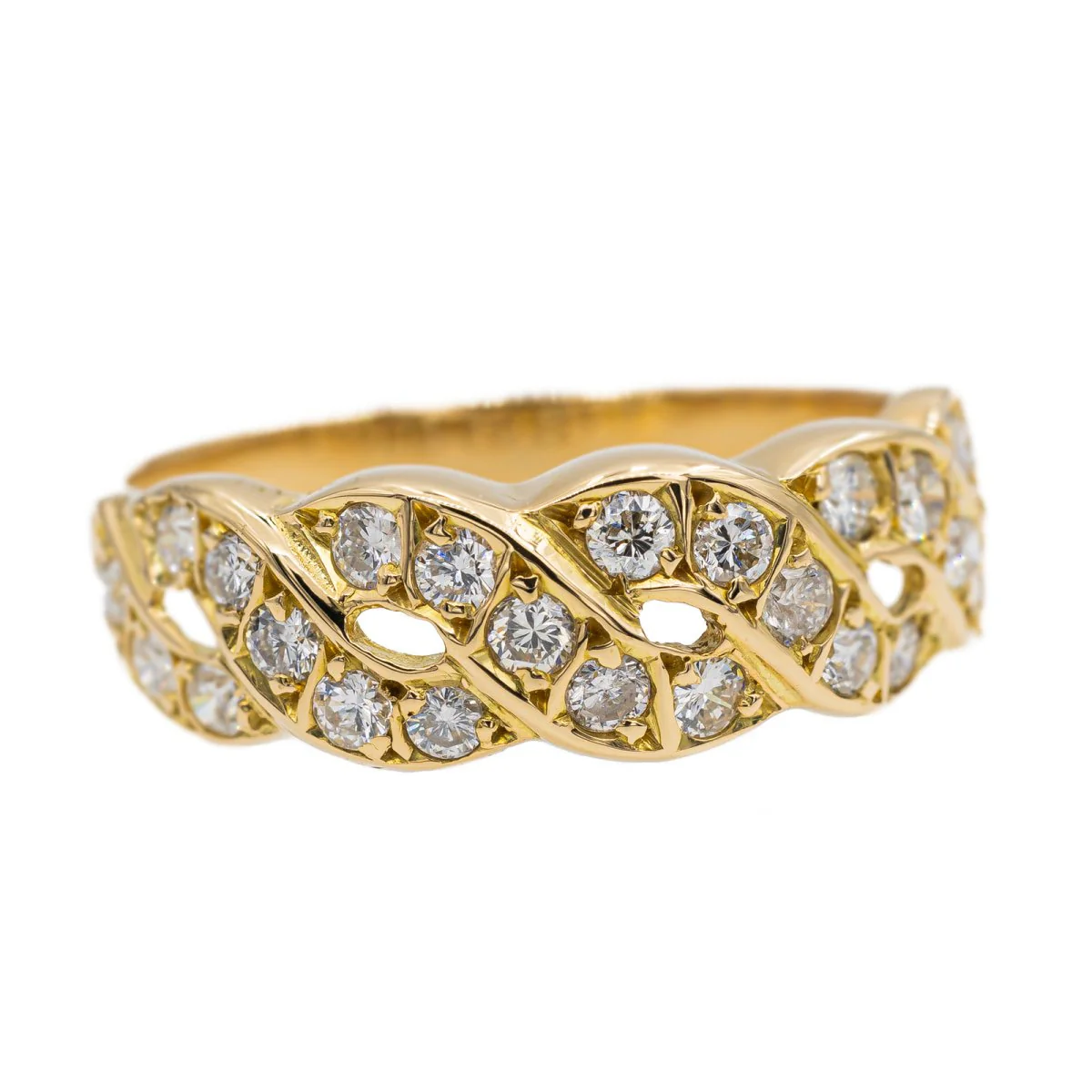 Bague Bandeau en or jaune et diamant - Image 7