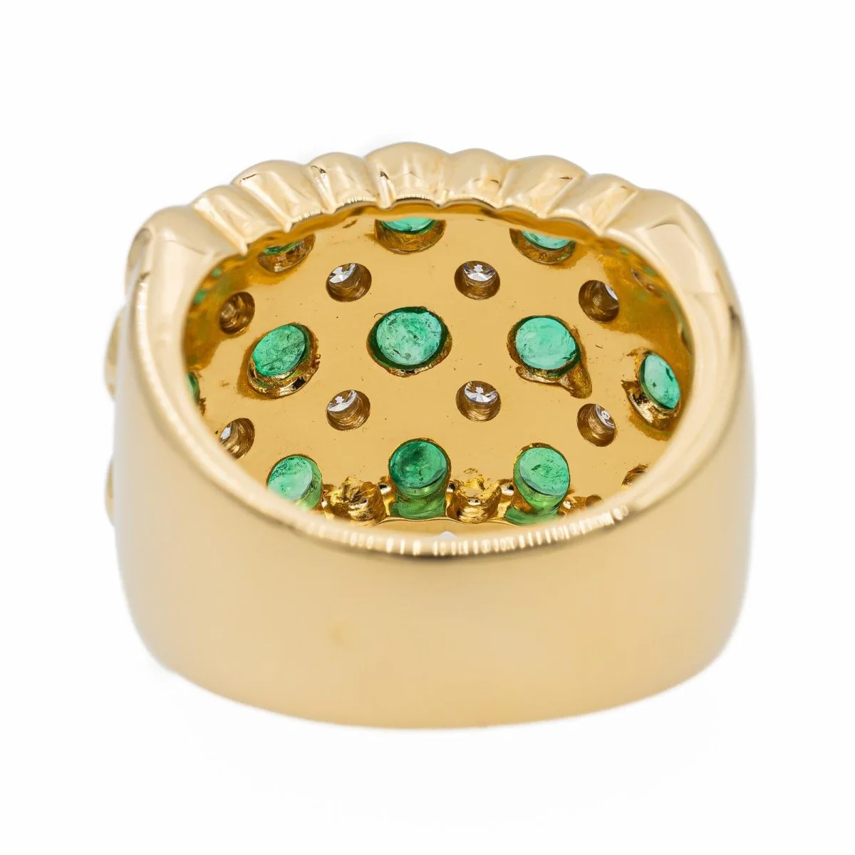 Bague Bandeau en or jaune, émeraudes et diamants - Image 4