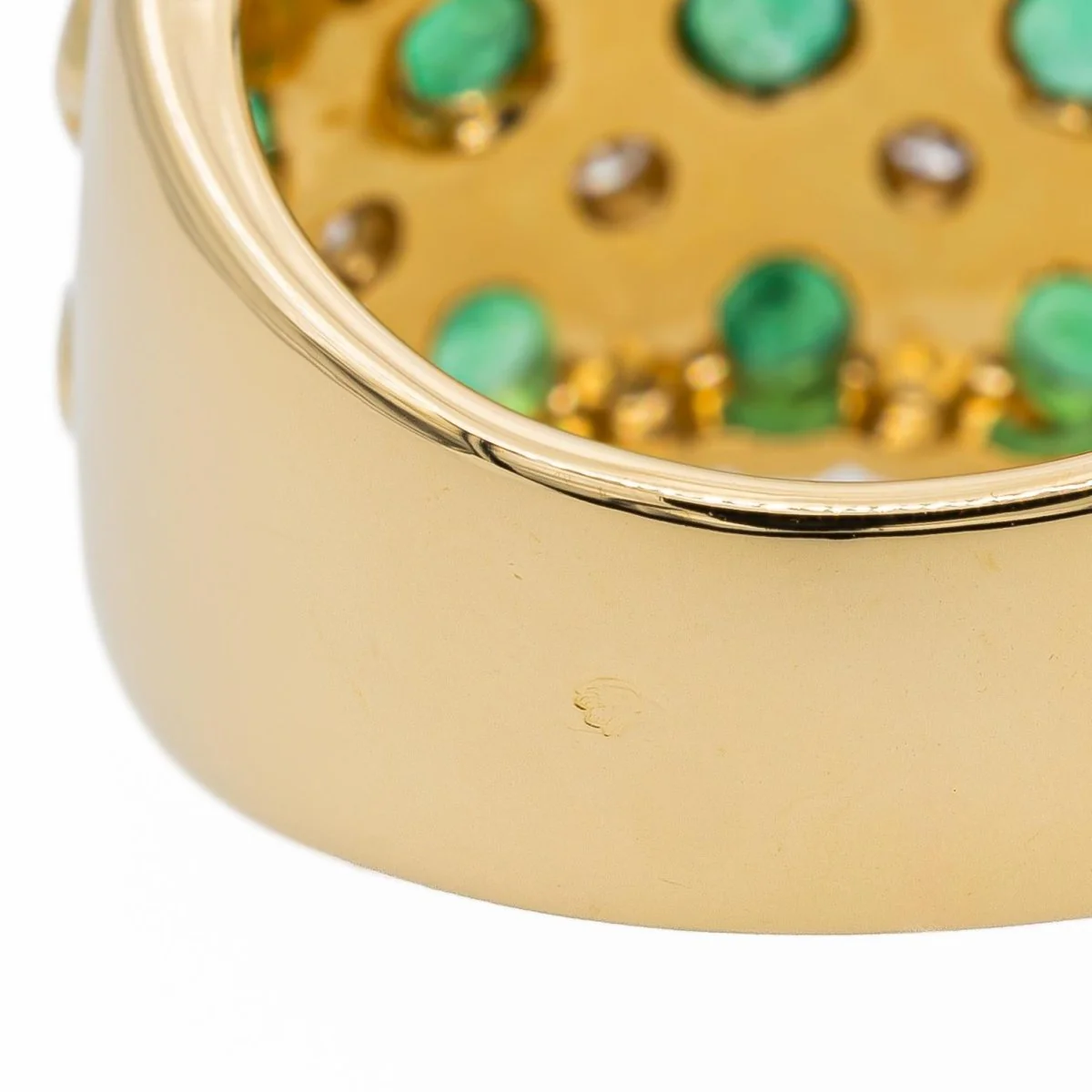 Bague Bandeau en or jaune, émeraudes et diamants - Image 5