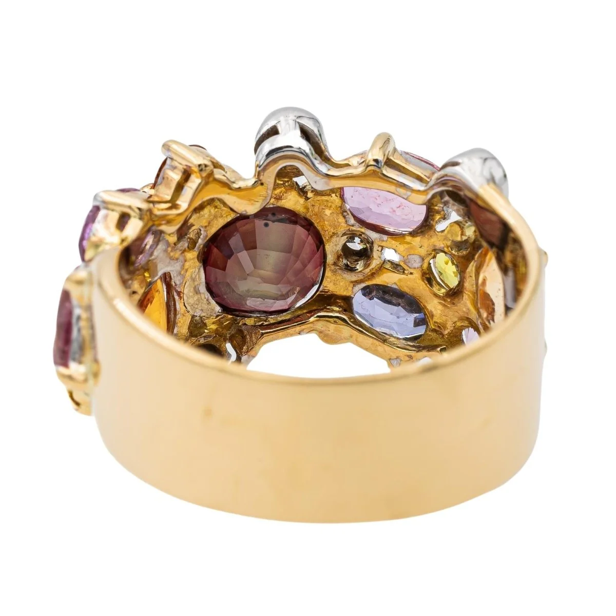 Bague Bandeau en or jaune, grenat, saphirs et diamants - Image 5