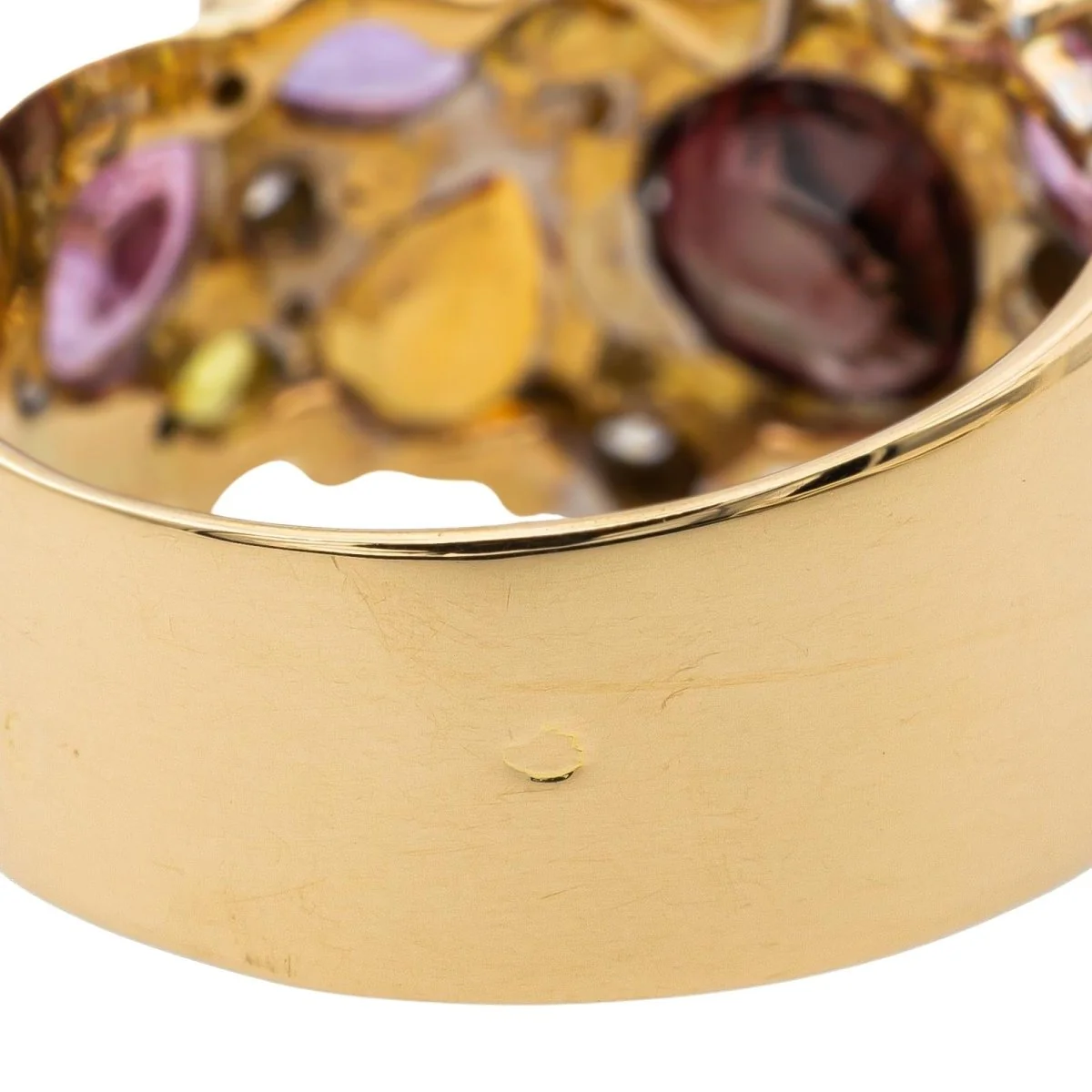 Bague Bandeau en or jaune, grenat, saphirs et diamants - Image 6