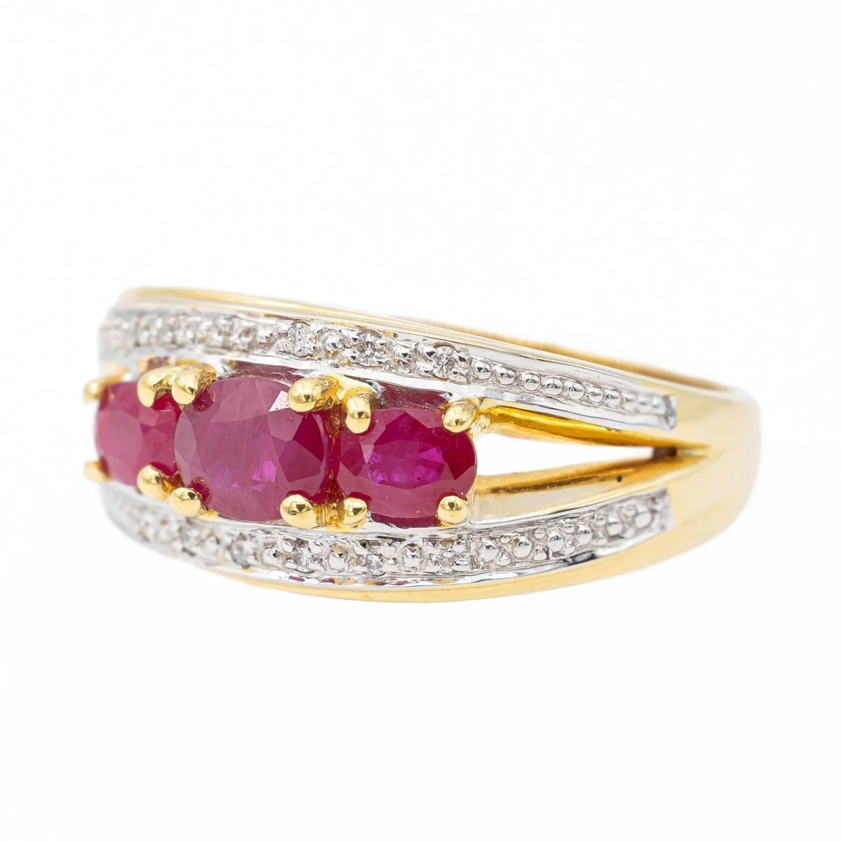 Bague Bandeau Or jaune Rubis - Image 2