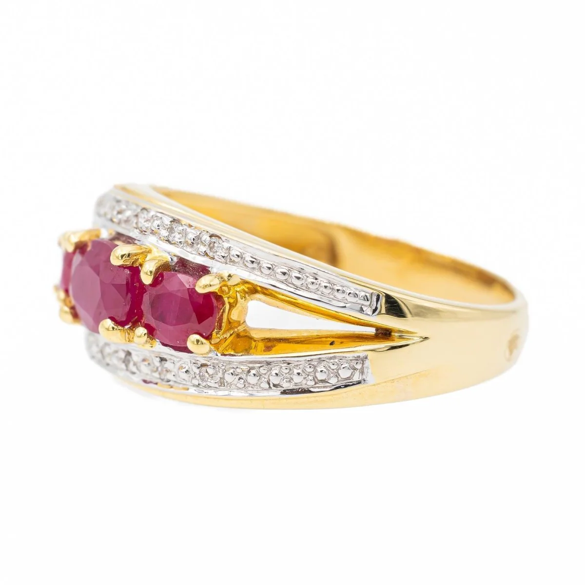 Bague Bandeau Or jaune Rubis - Image 3