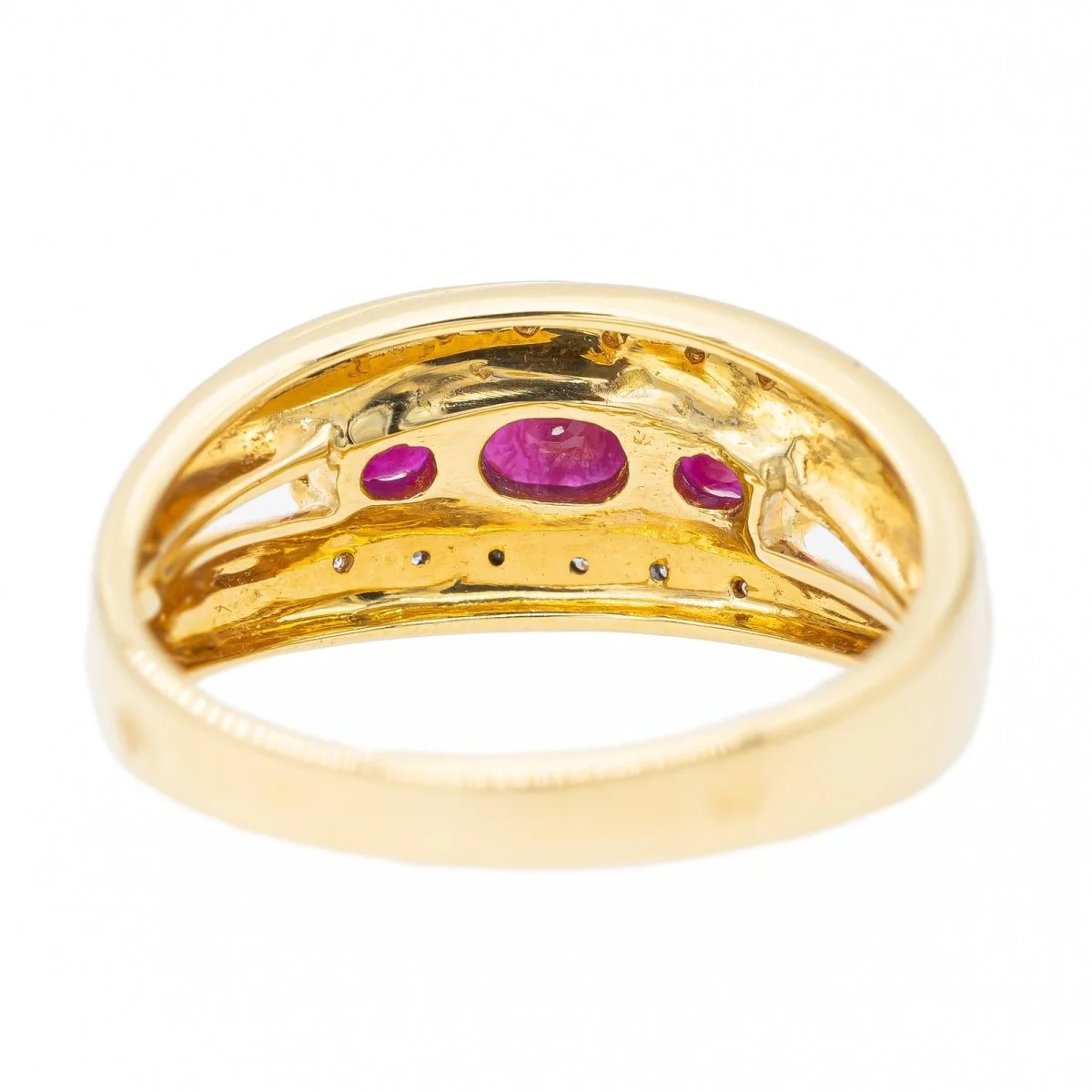 Bague Bandeau Or jaune Rubis - Image 4