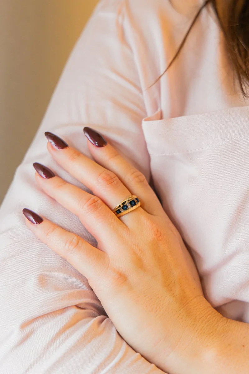 Bague Bandeau Or jaune Saphir - Image 2