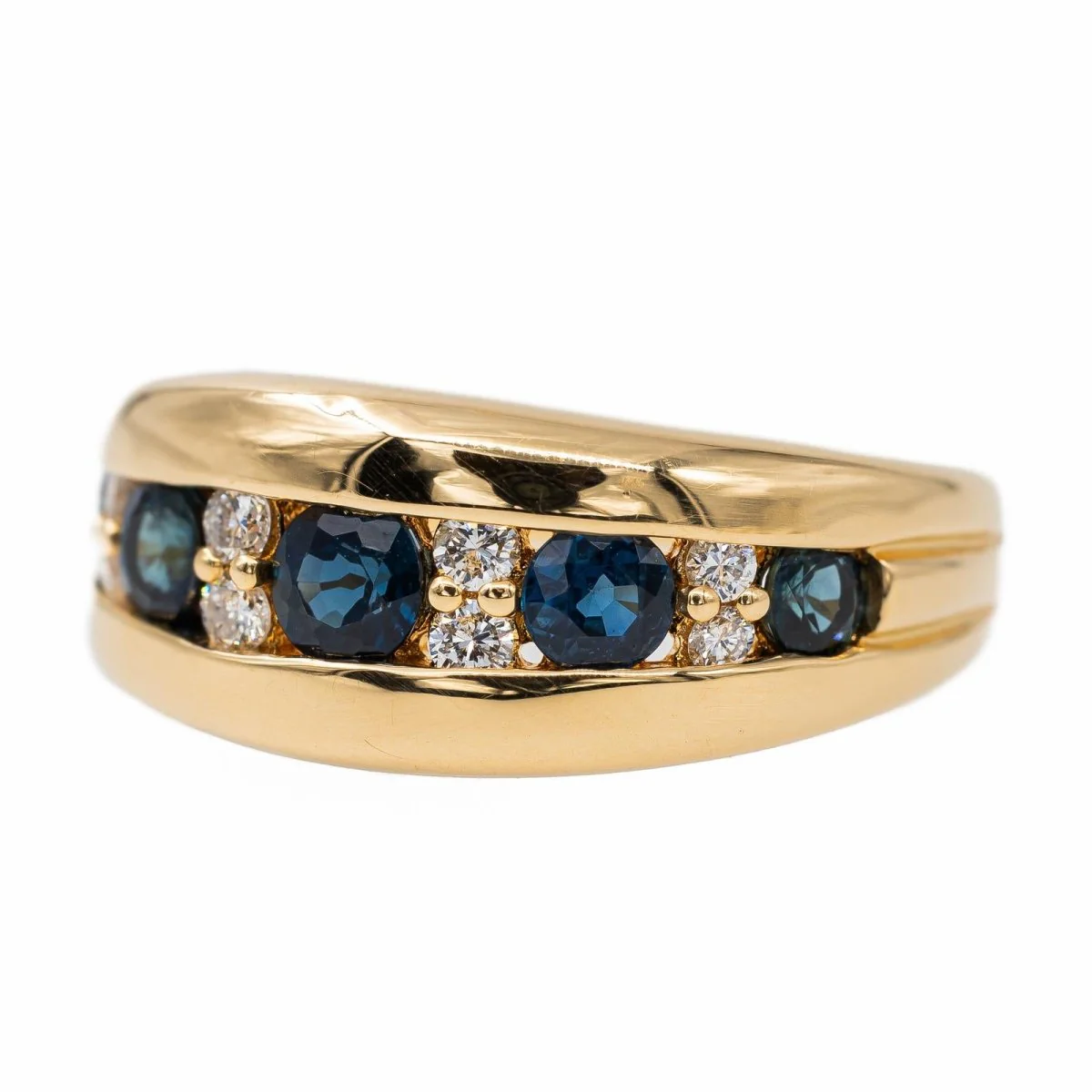 Bague Bandeau Or jaune Saphir - Image 3