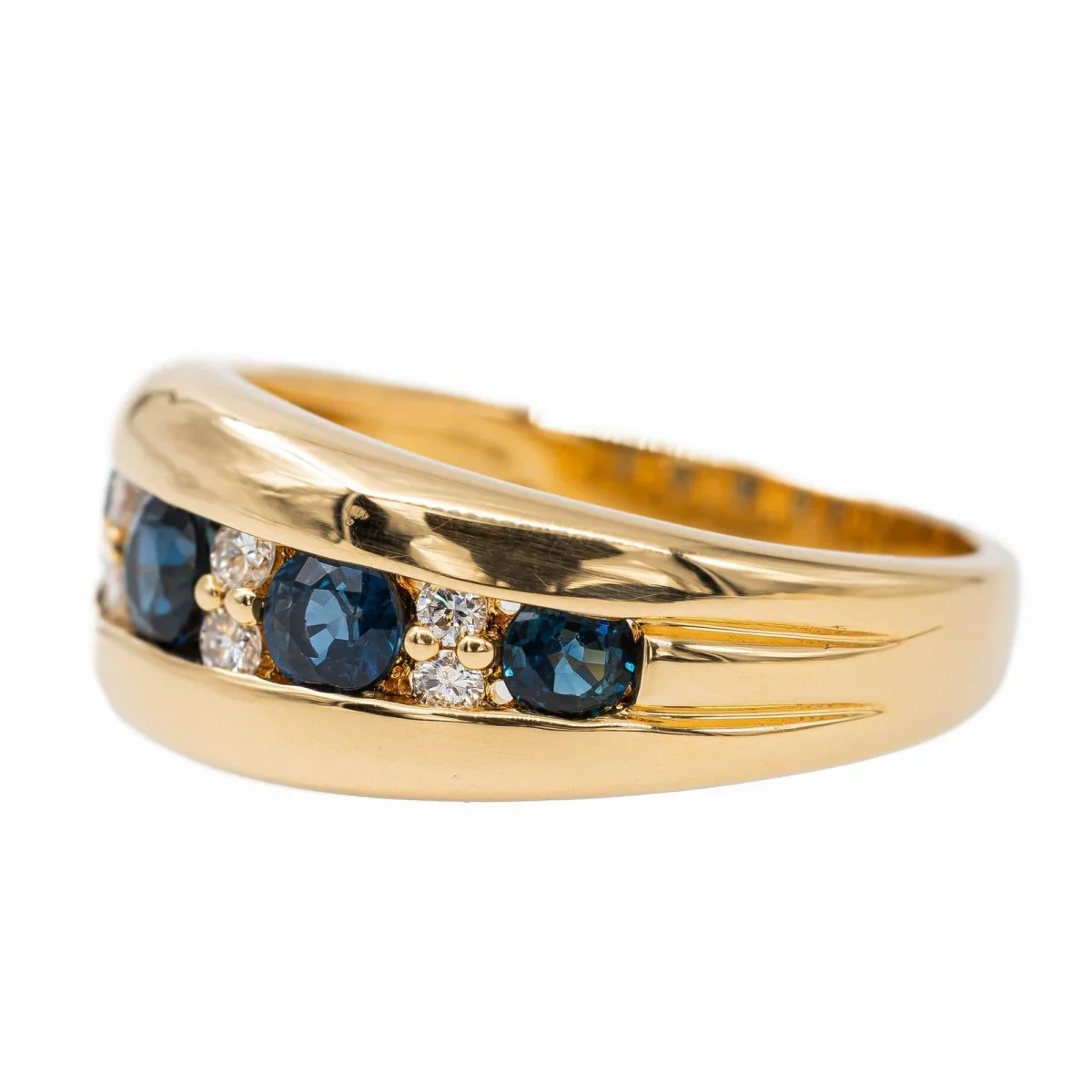 Bague Bandeau Or jaune Saphir - Image 4