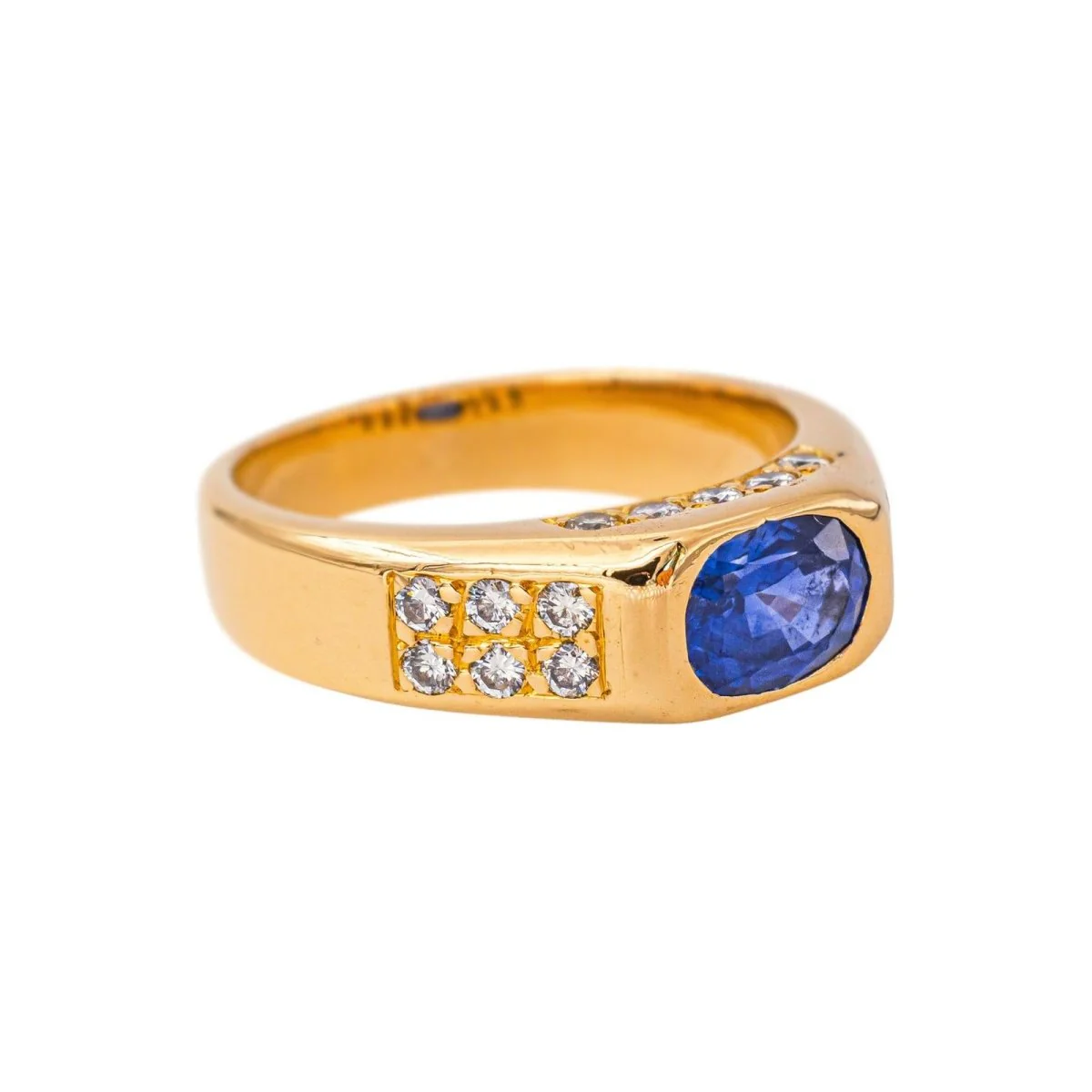 Bague Bandeau en or jaune, saphir et diamants - Image 6