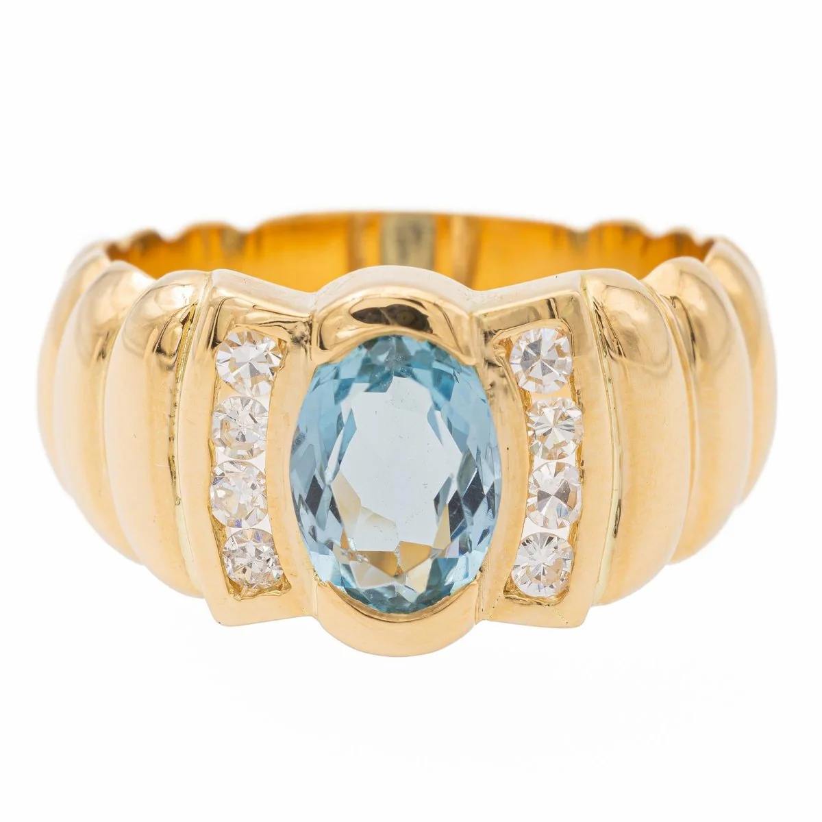 Bague Bandeau en or jaune, topaze et diamants