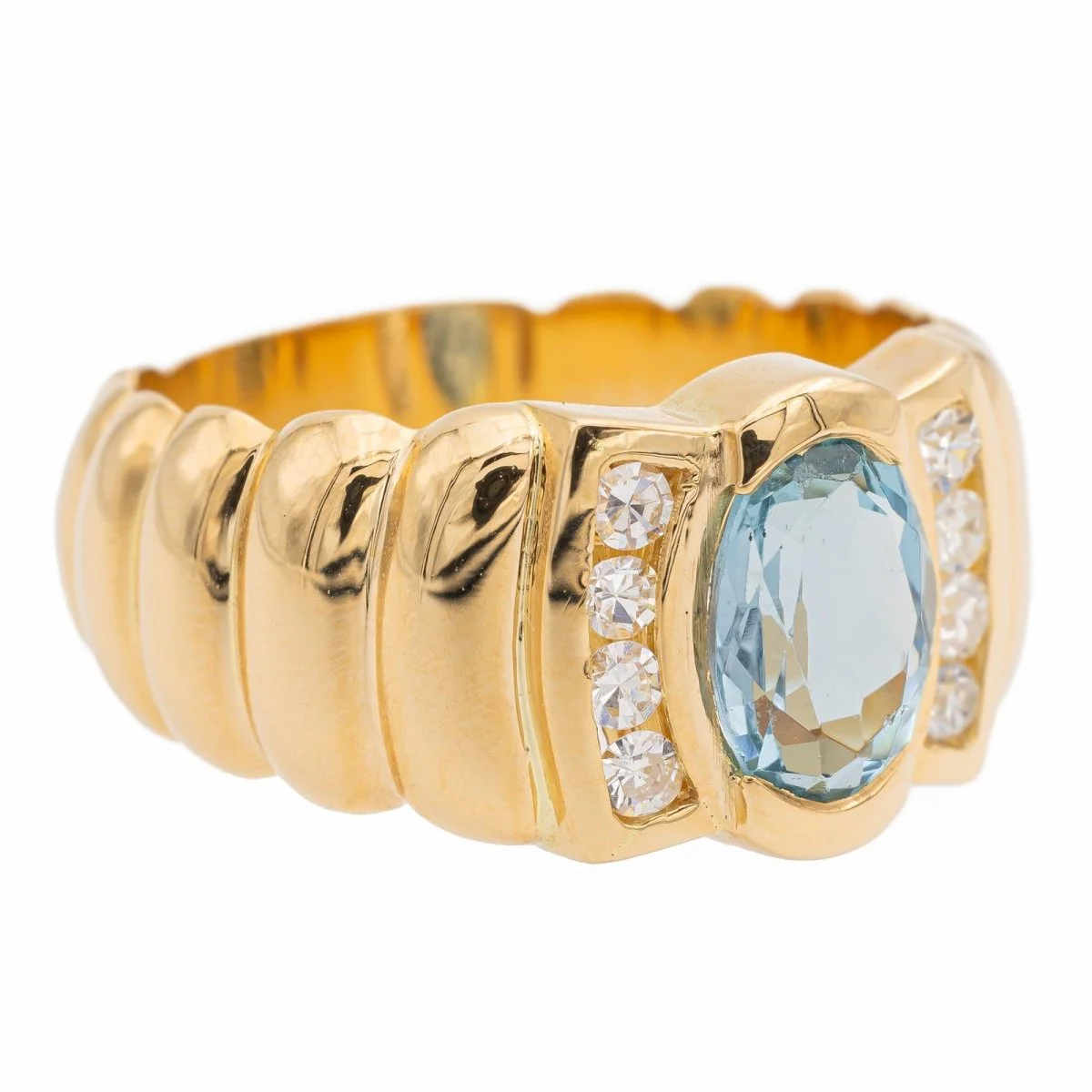 Bague Bandeau en or jaune, topaze et diamants - Image 2