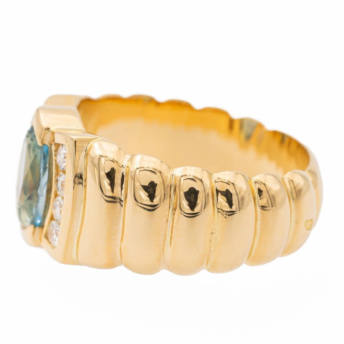 Bague Bandeau en or jaune, topaze et diamants - Image 4