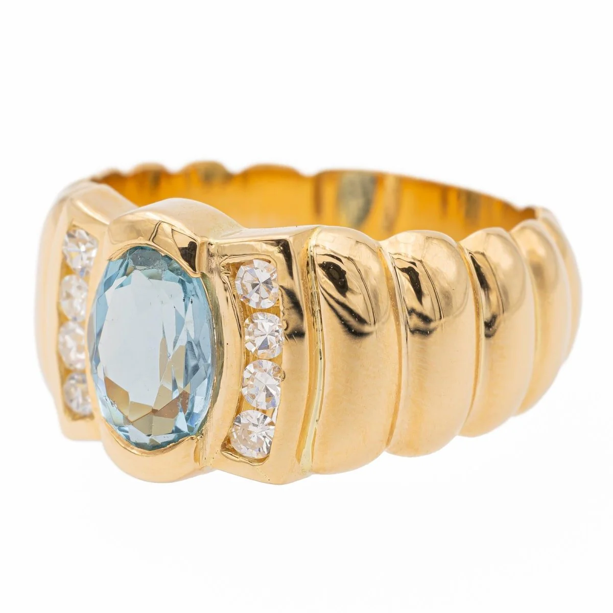 Bague Bandeau en or jaune, topaze et diamants - Image 5