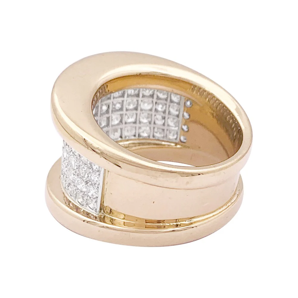 Bague bandeau en or rose, platine et diamant - Image 4