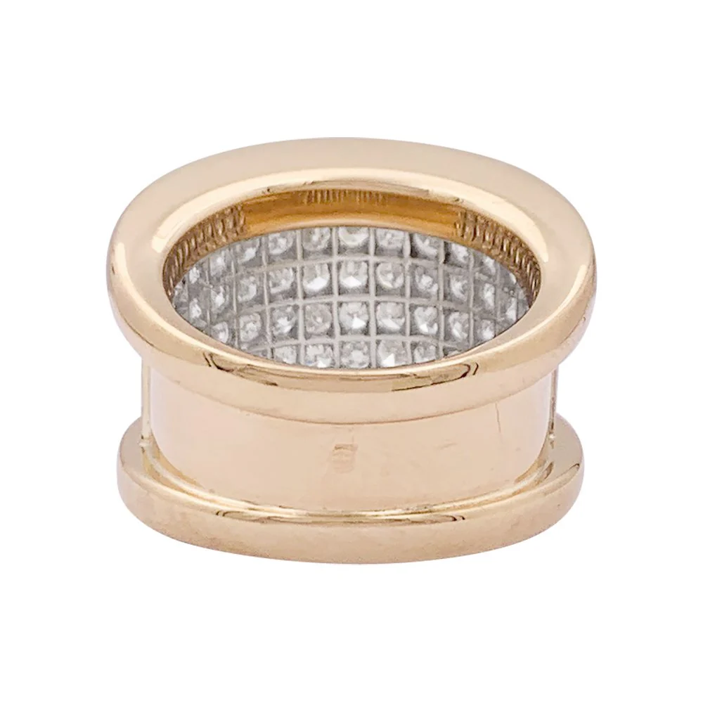 Bague bandeau en or rose, platine et diamant - Image 5