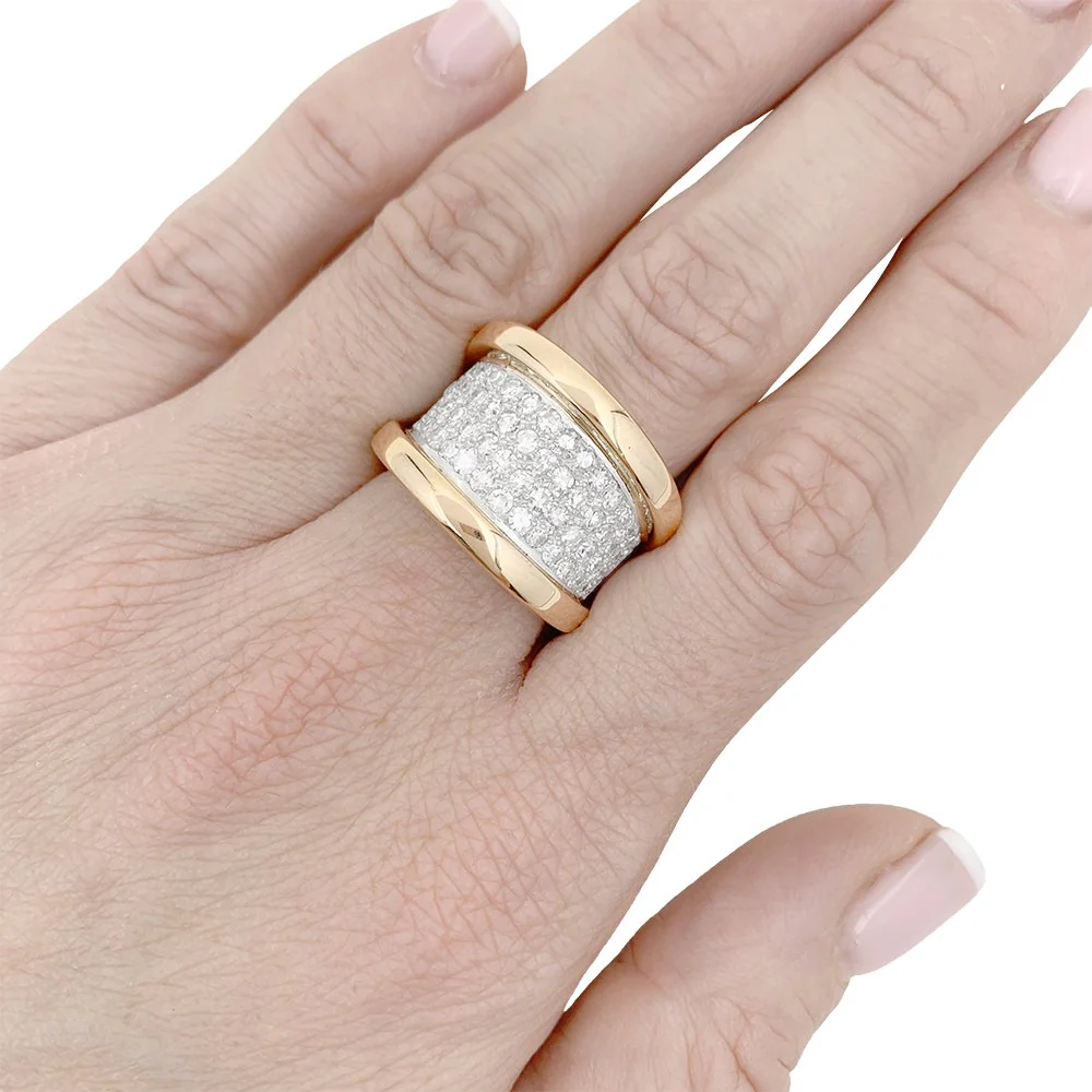 Bague bandeau en or rose, platine et diamant - Image 6