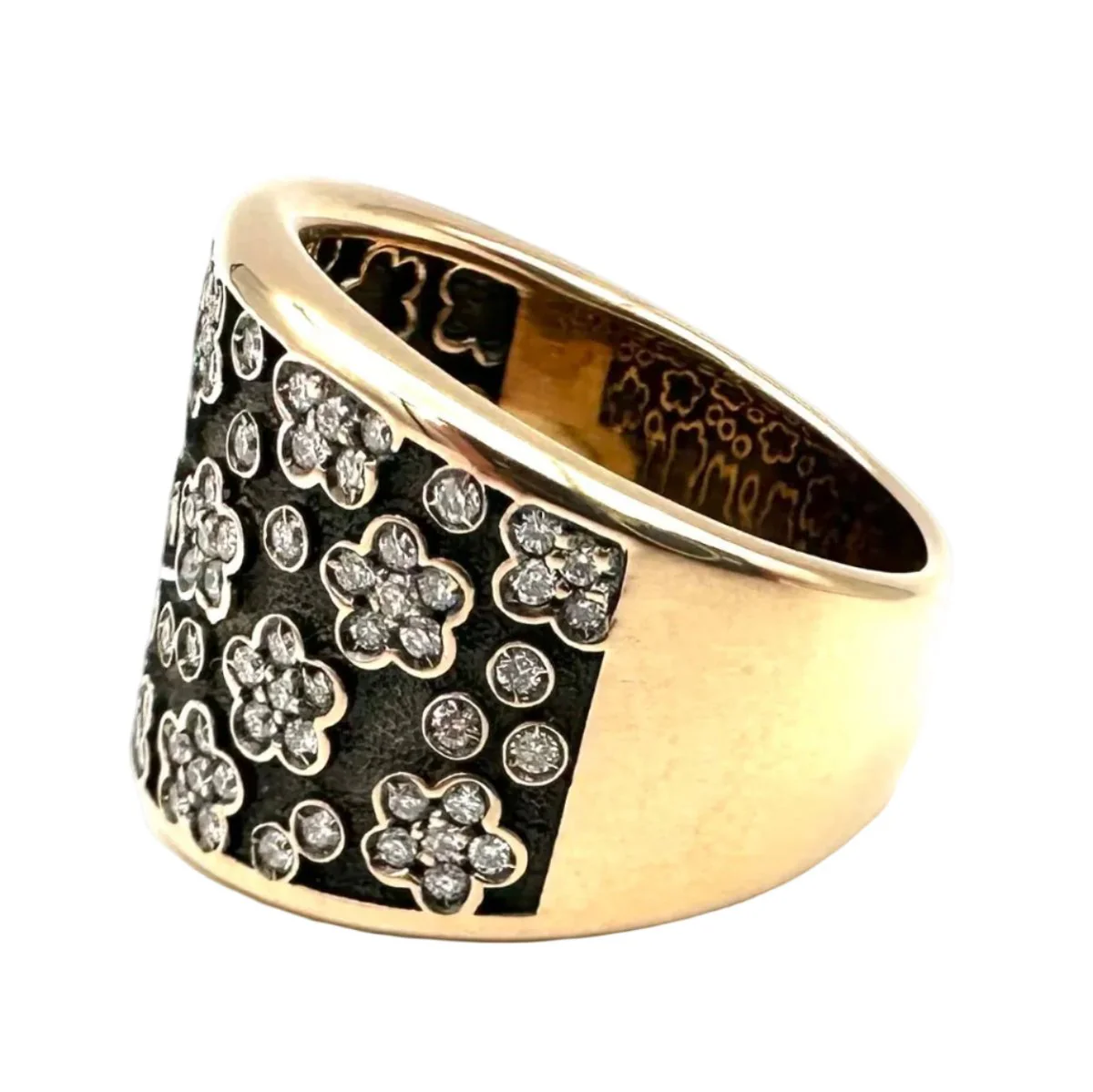 Bague Bandeau PASQUALE BRUNI "Ricami" en or rose, or noir et diamants - Image 2